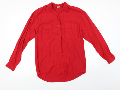 Womens UK Size 10 Etam Red Basic Button-Up