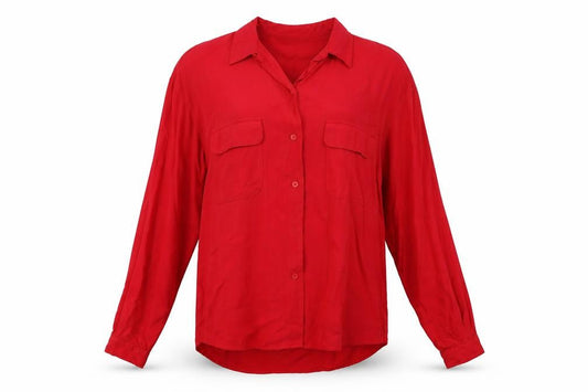 Womens UK Size 10 Etam Red Basic Button-Up