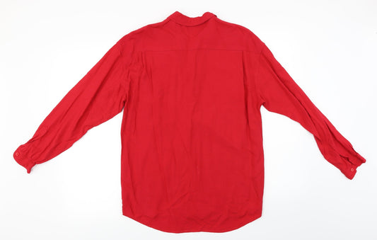 Womens UK Size 10 Etam Red Basic Button-Up