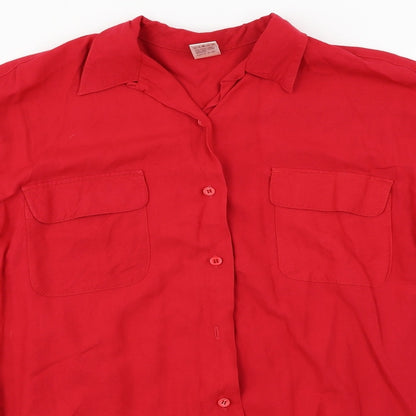 Womens UK Size 10 Etam Red Basic Button-Up