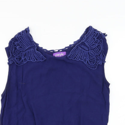 Womens UK Size 8 Purple Purple Basic Blouse