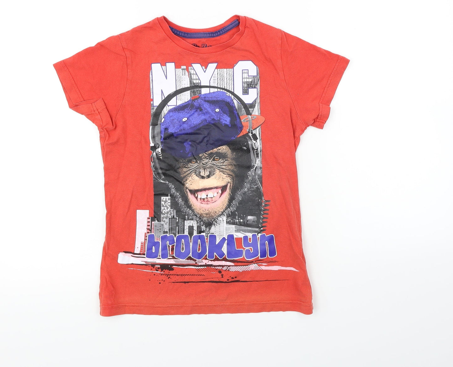 Marks and Spencer Girls Red   Basic T-Shirt Size 7-8 Years  - chimp