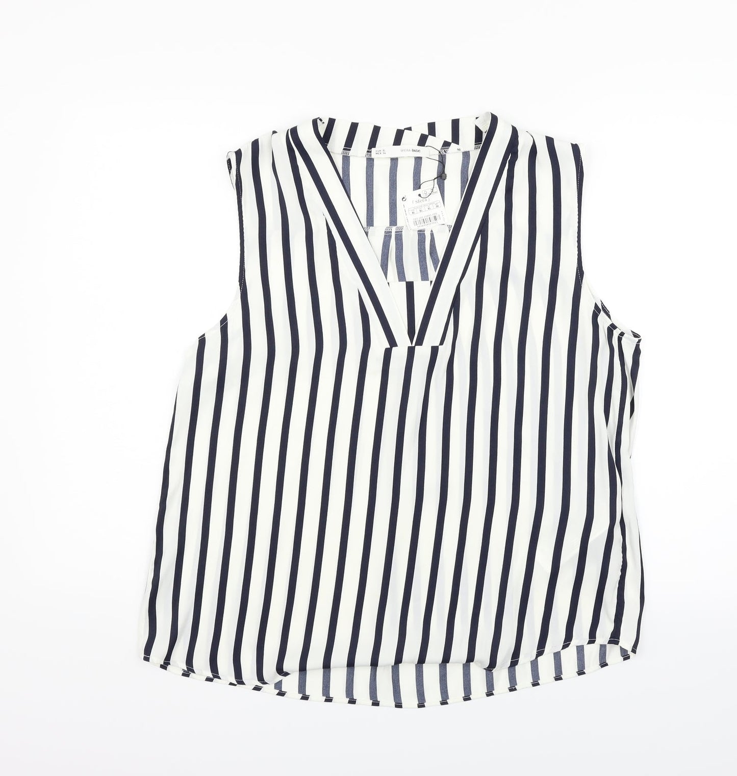 sfera basic Womens White Striped  Basic Blouse Size XL