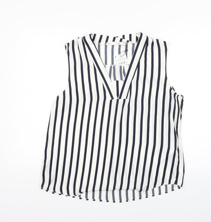 sfera basic Womens White Striped  Basic Blouse Size XL
