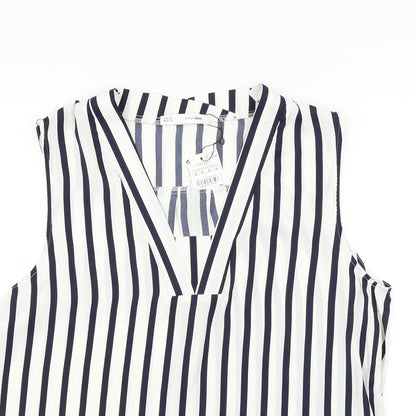 sfera basic Womens White Striped  Basic Blouse Size XL
