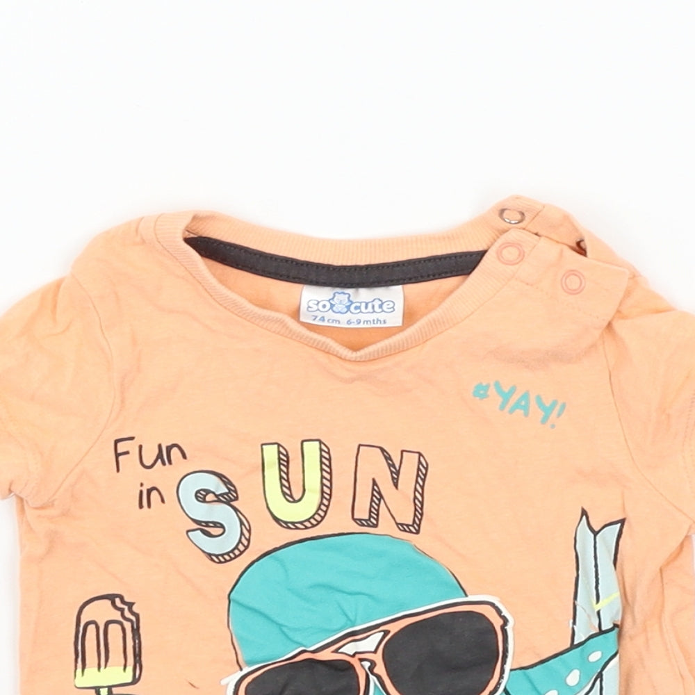 so cute  Orange   Basic T-Shirt Size 6-9 Months  - squid