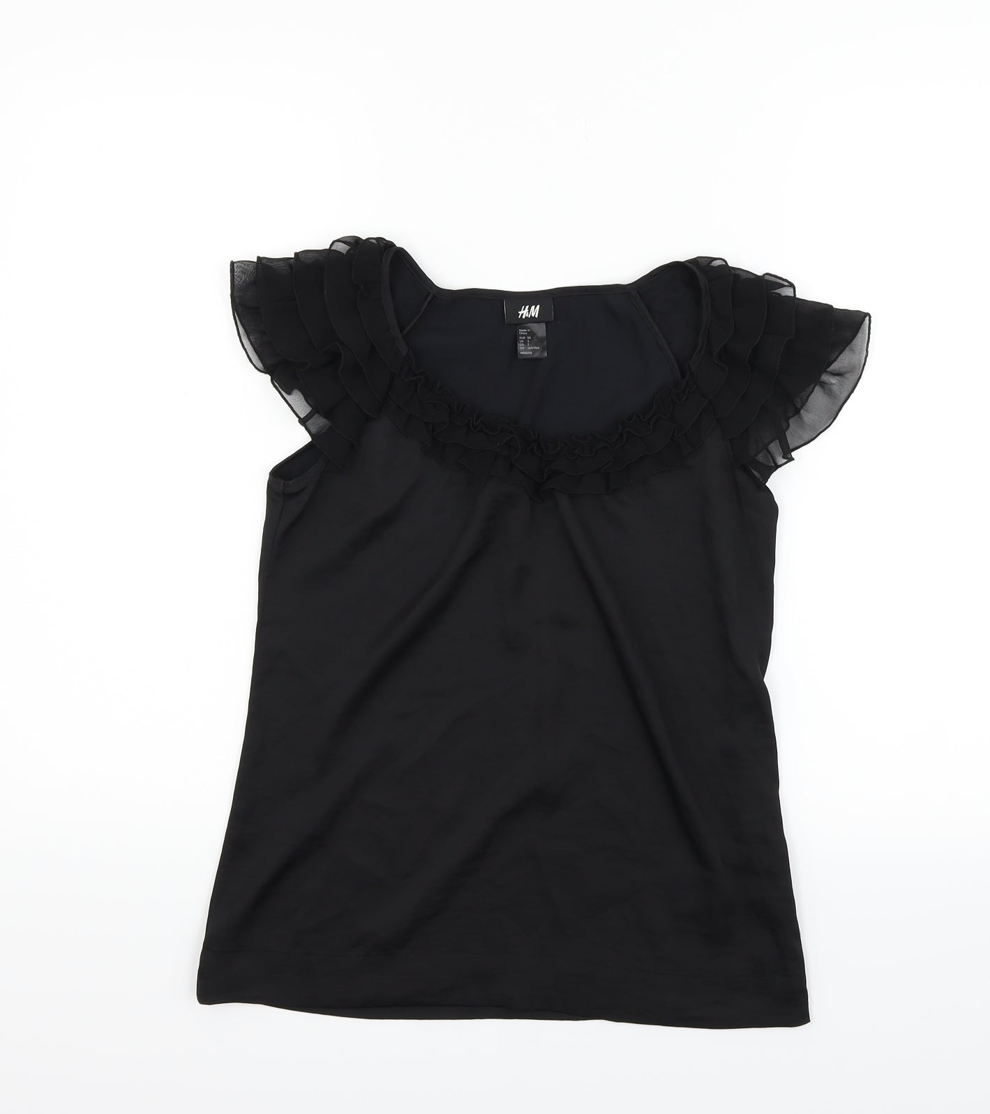 Womens UK Size 4 H&M Black Basic T-Shirt