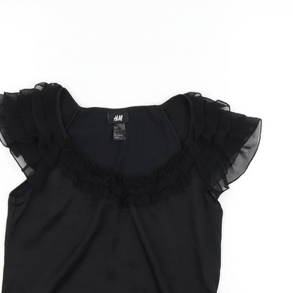 Womens UK Size 4 H&M Black Basic T-Shirt