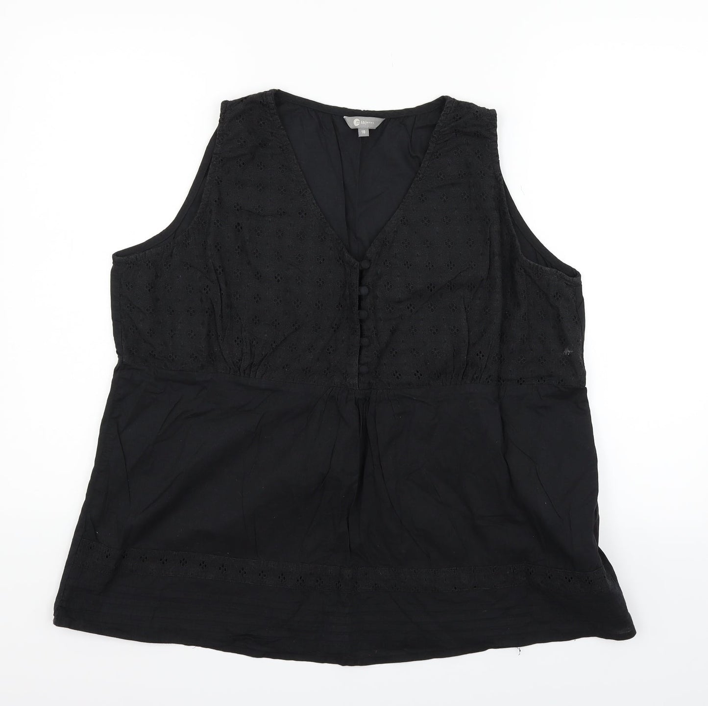 Mia Moda Womens Black   Basic T-Shirt Size 18