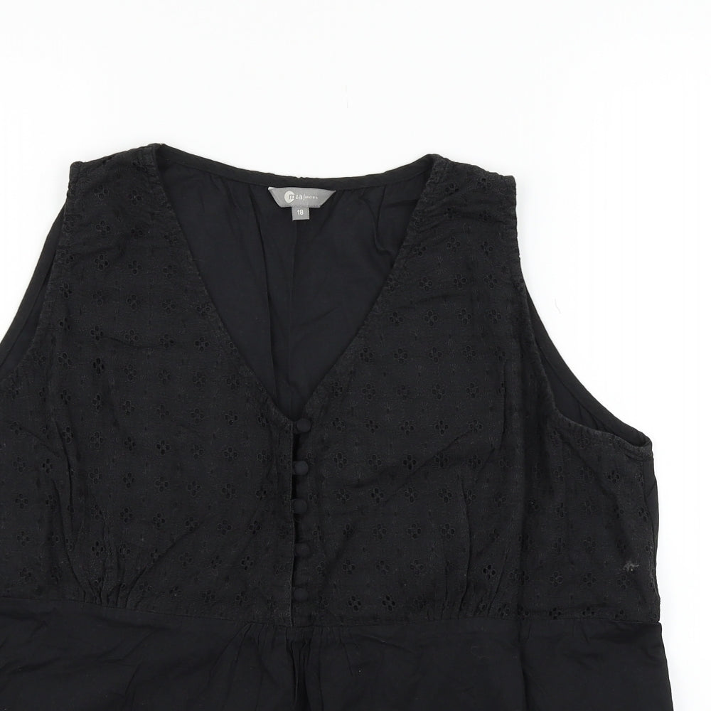 Mia Moda Womens Black   Basic T-Shirt Size 18