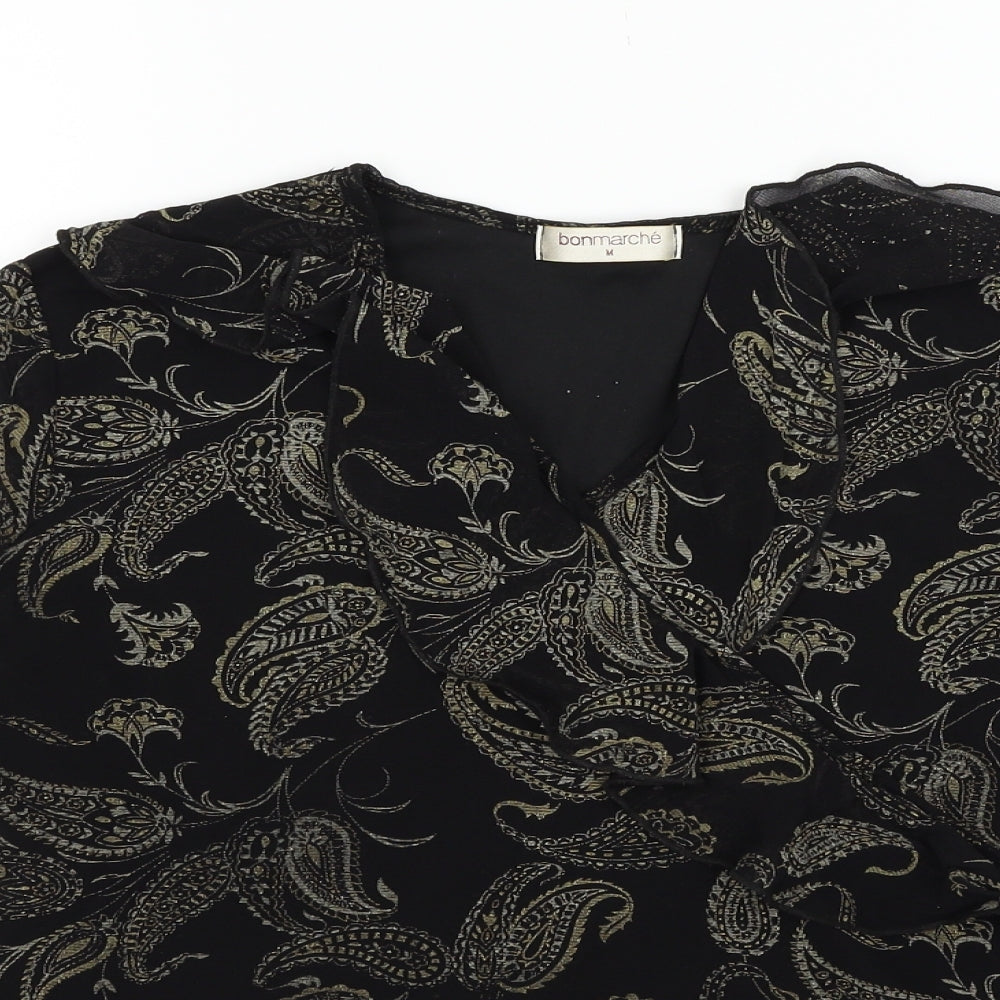 Womens UK Size M Bonmarché Black Basic Blouse