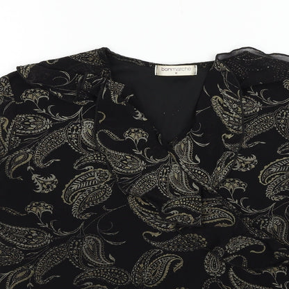 Womens UK Size M Bonmarché Black Basic Blouse