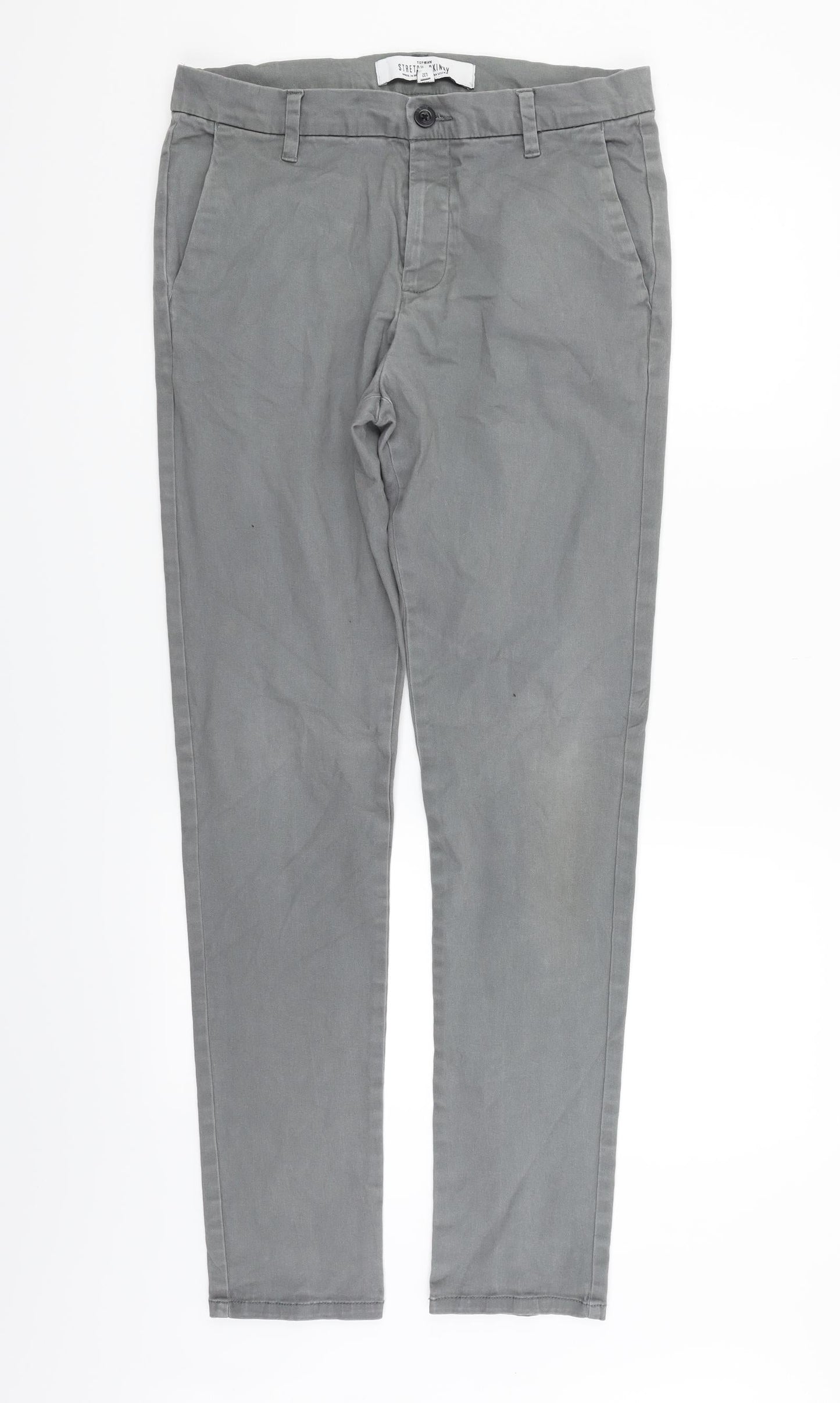 Mens UK Size M Topman Regular Fit Straight Grey Jeans