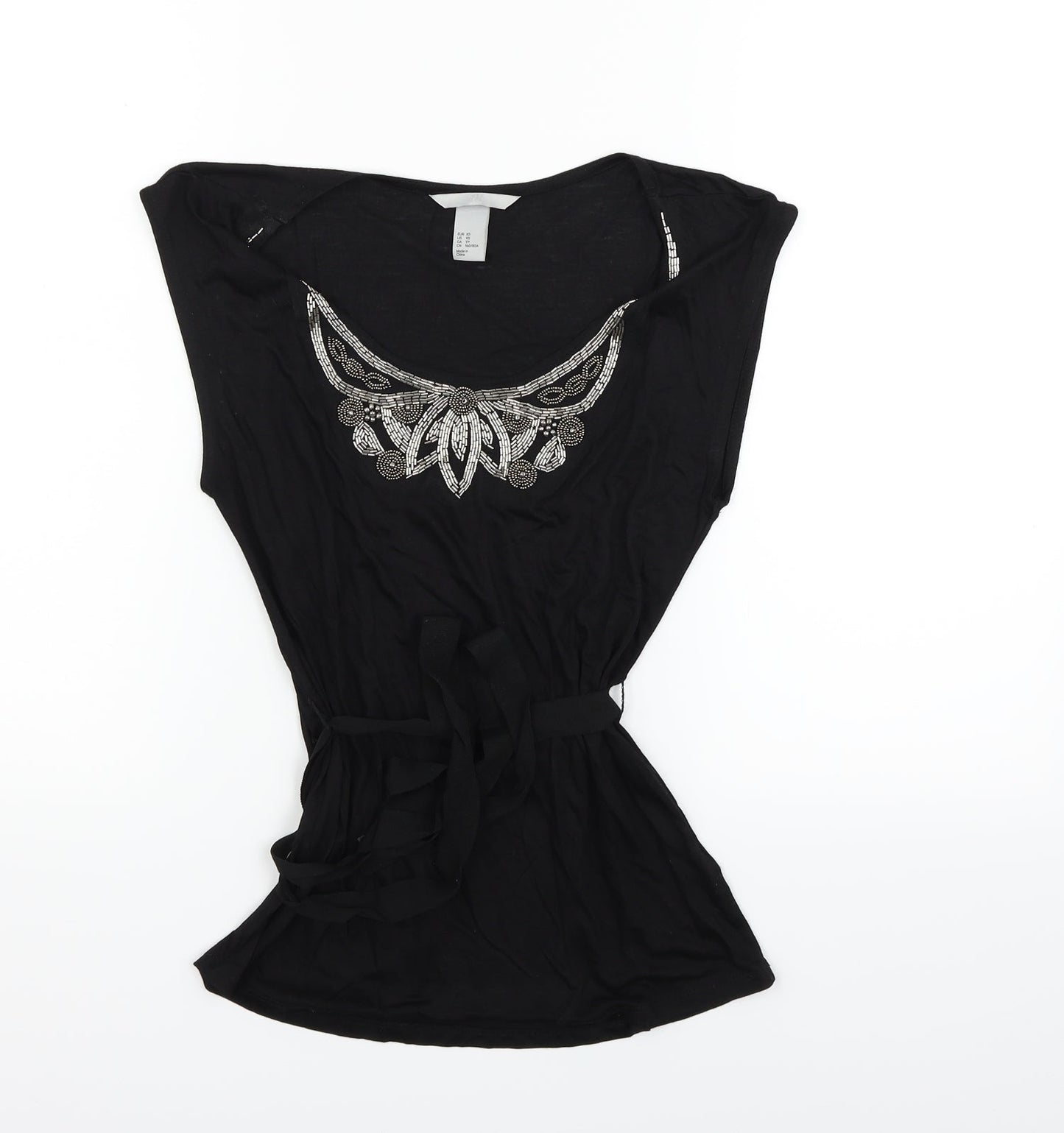Womens UK Size XS H&M Black Basic Tank