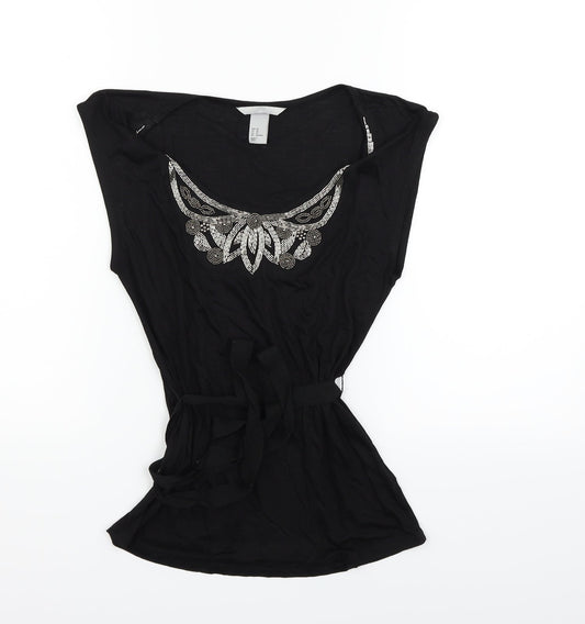 Womens UK Size XS H&M Black Basic Tank