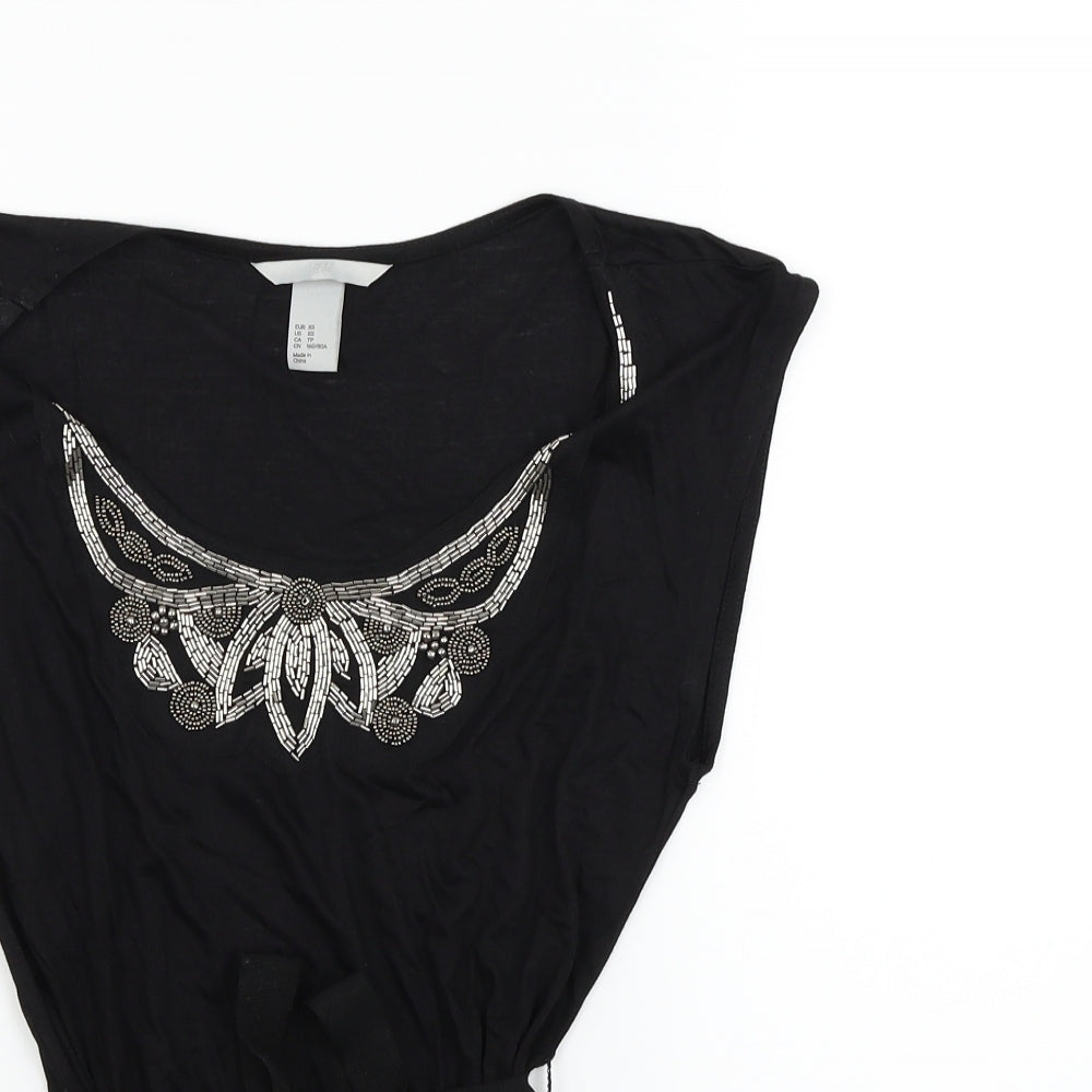 Womens UK Size XS H&M Black Basic Tank