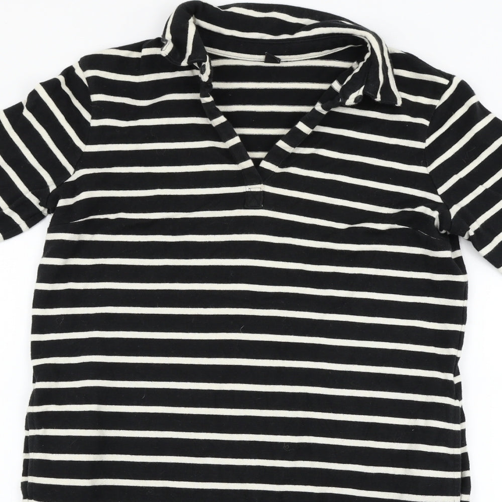uniclo Womens Black Striped  Pullover Jumper Size S
