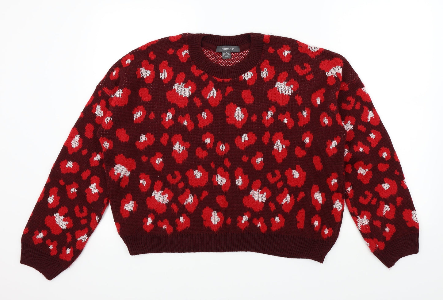 Primark Womens Red Geometric  Pullover Jumper Size M