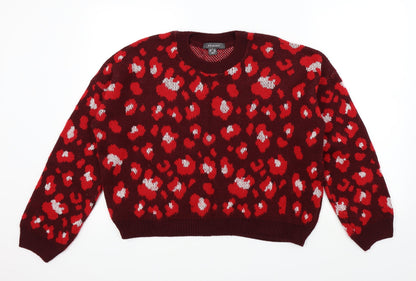 Primark Womens Red Geometric  Pullover Jumper Size M