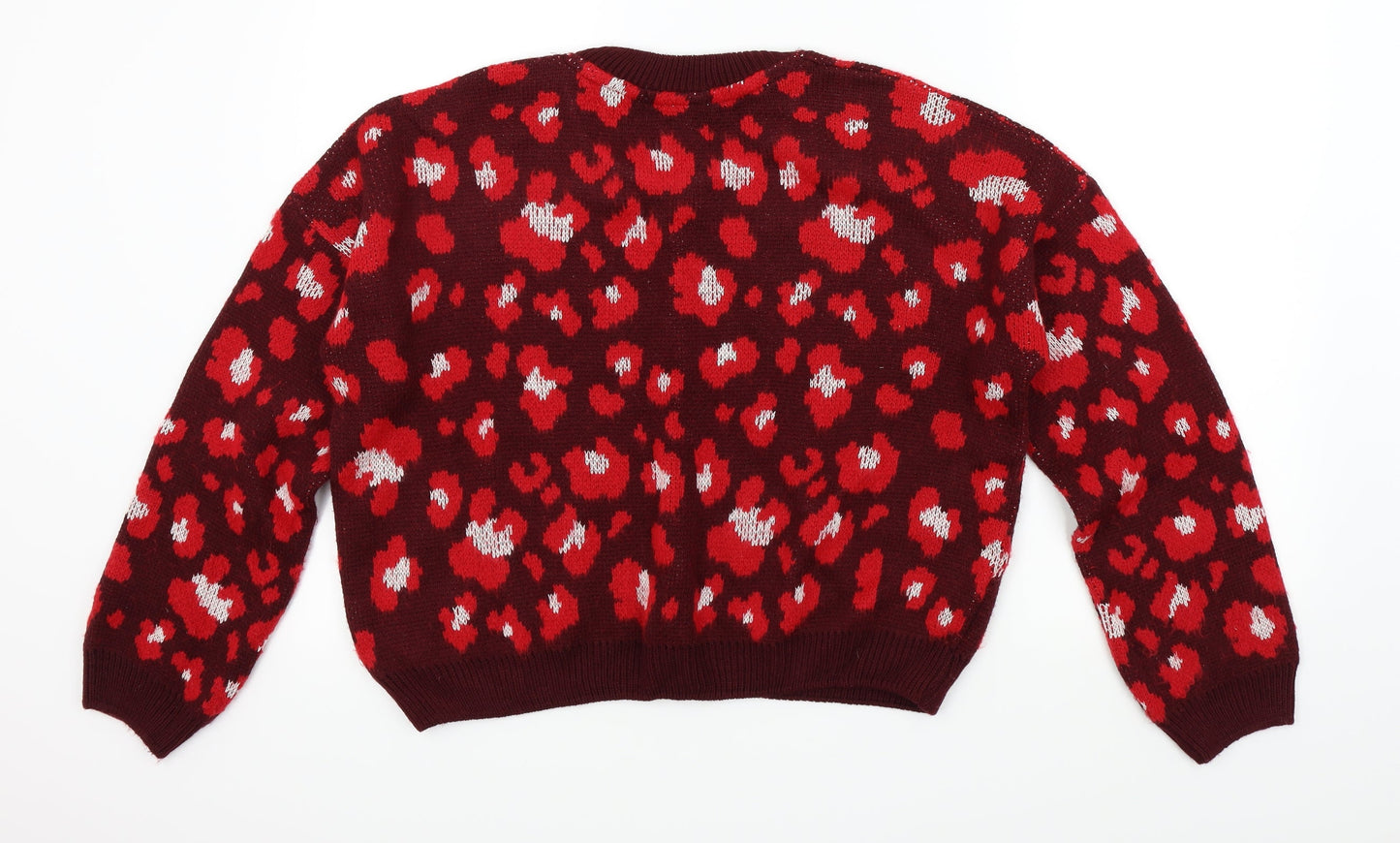 Primark Womens Red Geometric  Pullover Jumper Size M