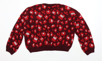 Primark Womens Red Geometric  Pullover Jumper Size M