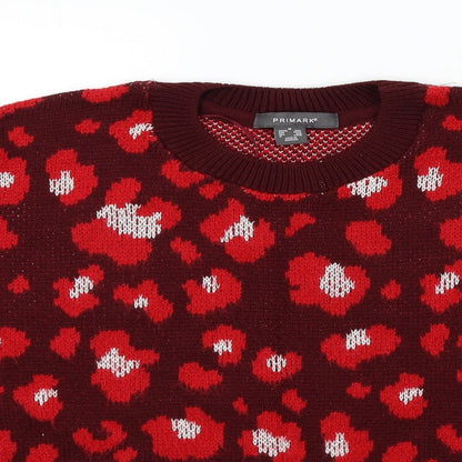 Primark Womens Red Geometric  Pullover Jumper Size M