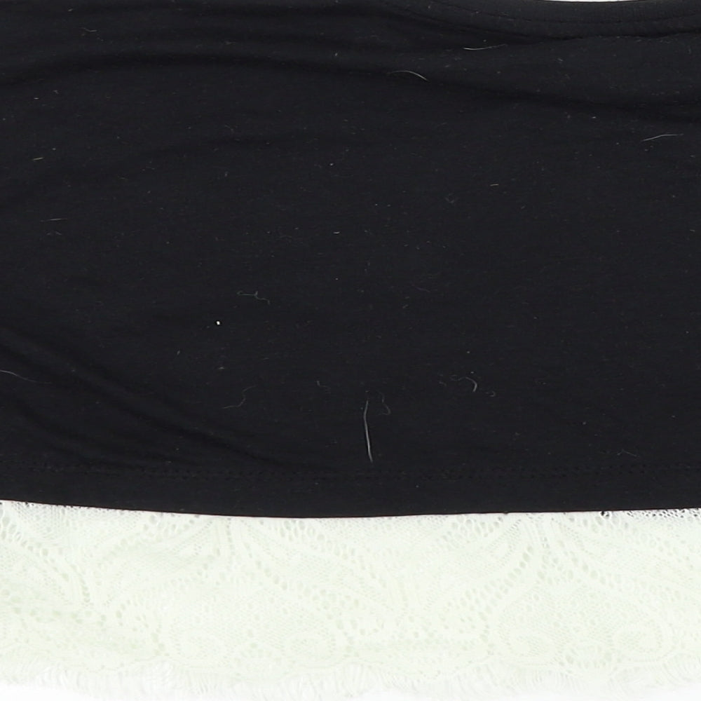 Kylie Girls Black Houndstooth  Basic T-Shirt Size 9 Years  - LACE BOTTOM