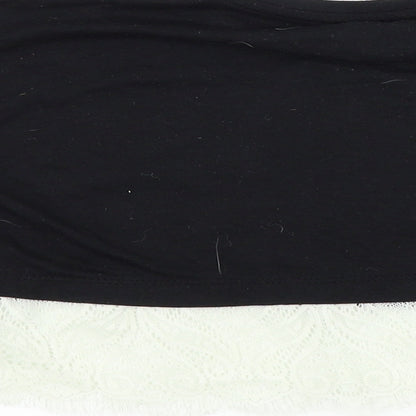 Kylie Girls Black Houndstooth  Basic T-Shirt Size 9 Years  - LACE BOTTOM