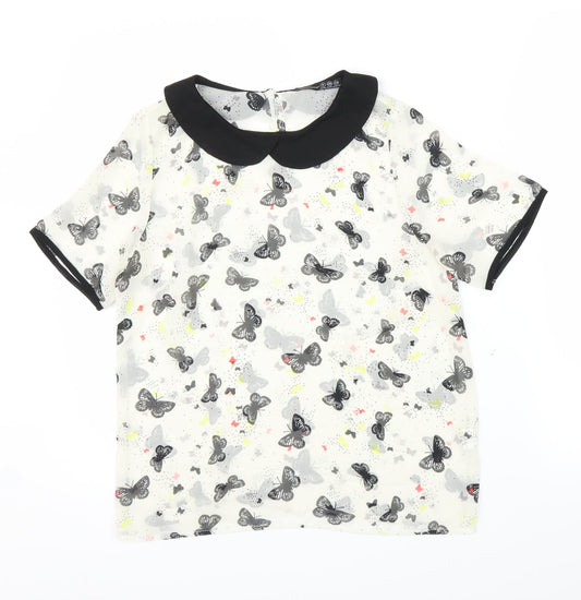 Primark Womens Ivory Animal Print  Basic Blouse Size 8