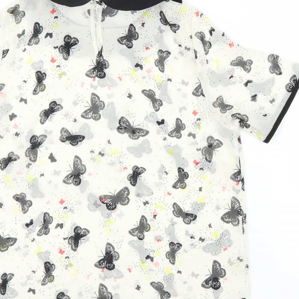 Primark Womens Ivory Animal Print  Basic Blouse Size 8