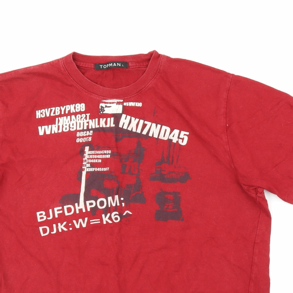 Topman Mens Red    T-Shirt Size L