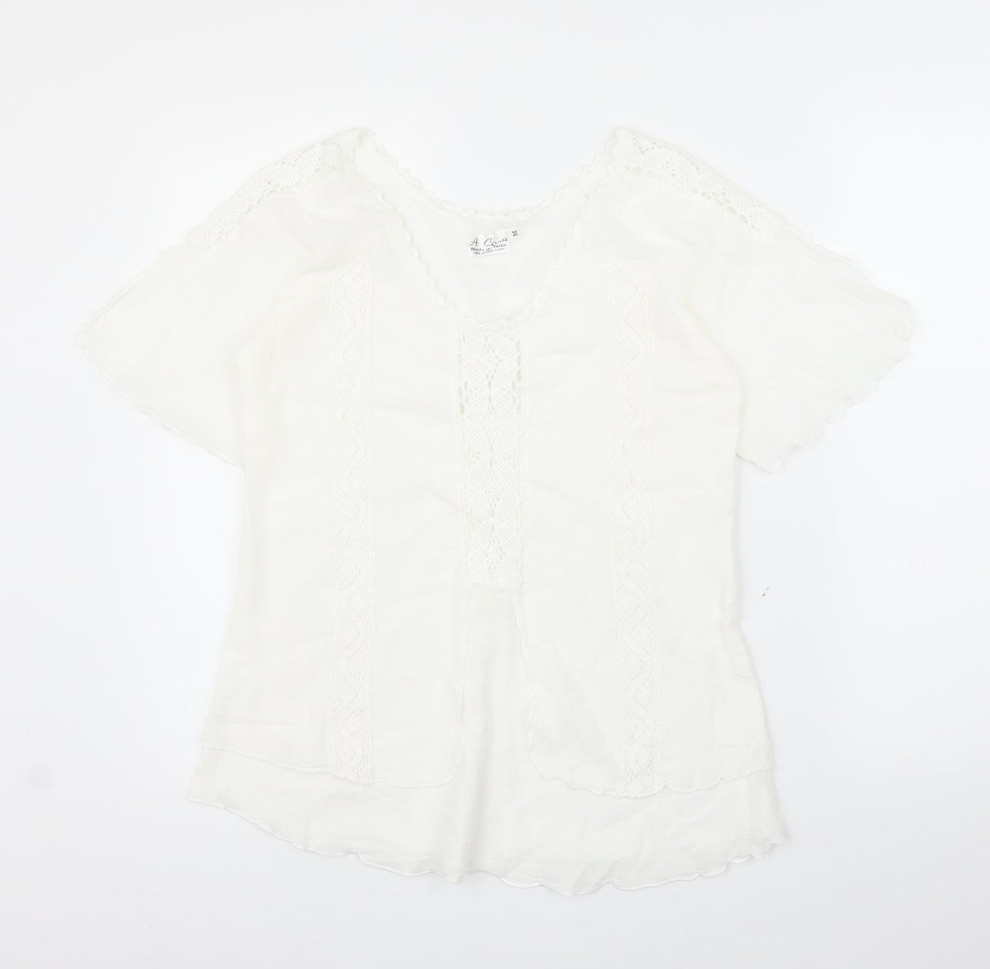 A Costa Womens White   Basic Blouse Size M