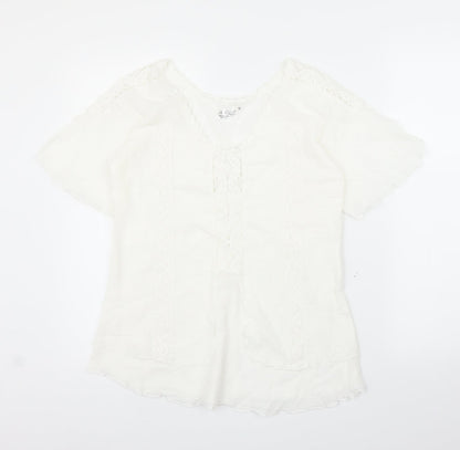 A Costa Womens White   Basic Blouse Size M