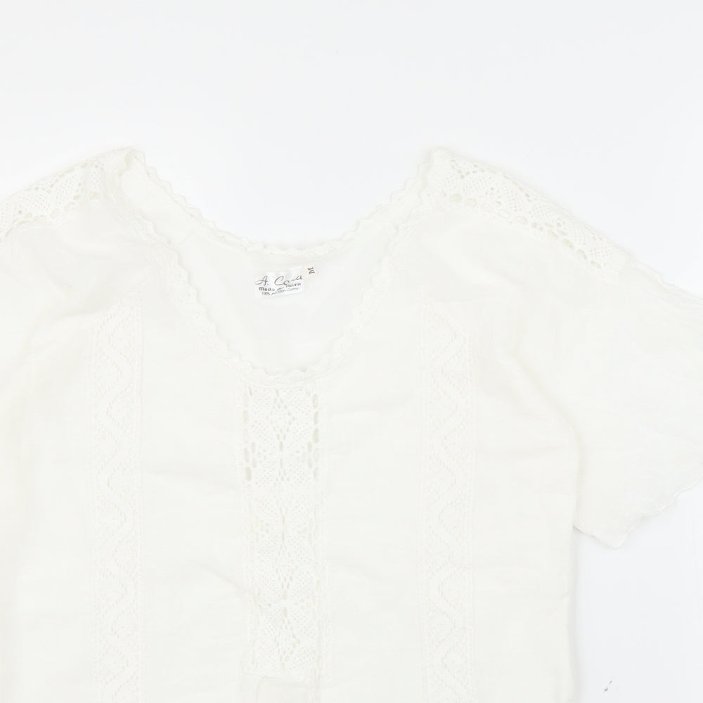 A Costa Womens White   Basic Blouse Size M