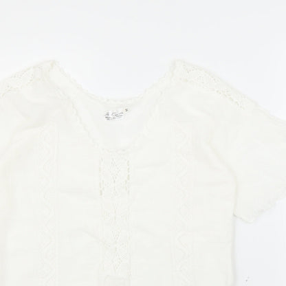 A Costa Womens White   Basic Blouse Size M