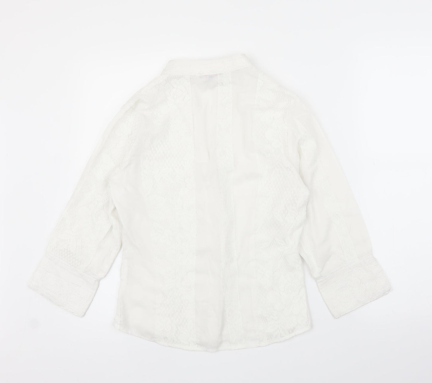 Tuchuzy Womens White Floral  Basic Button-Up Size 12