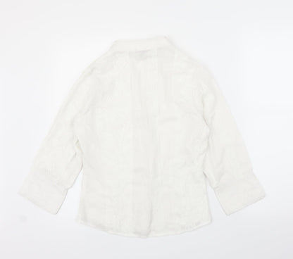 Tuchuzy Womens White Floral  Basic Button-Up Size 12
