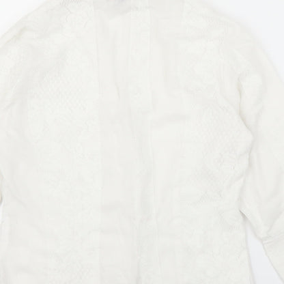 Tuchuzy Womens White Floral  Basic Button-Up Size 12