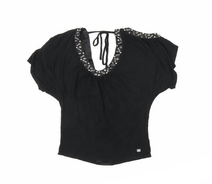 Womens UK Size 8 Lipsy London Black Basic Blouse
