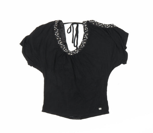 Womens UK Size 8 Lipsy London Black Basic Blouse