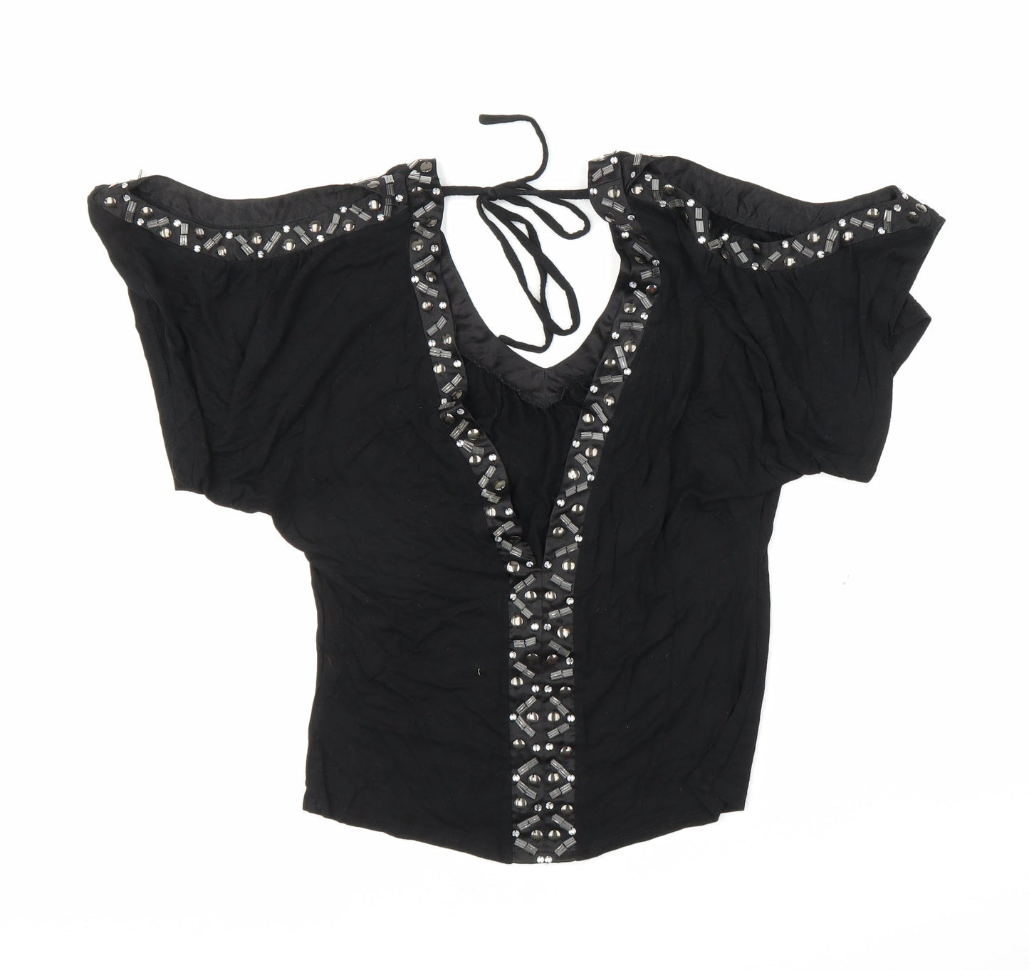 Womens UK Size 8 Lipsy London Black Basic Blouse