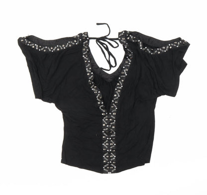 Womens UK Size 8 Lipsy London Black Basic Blouse