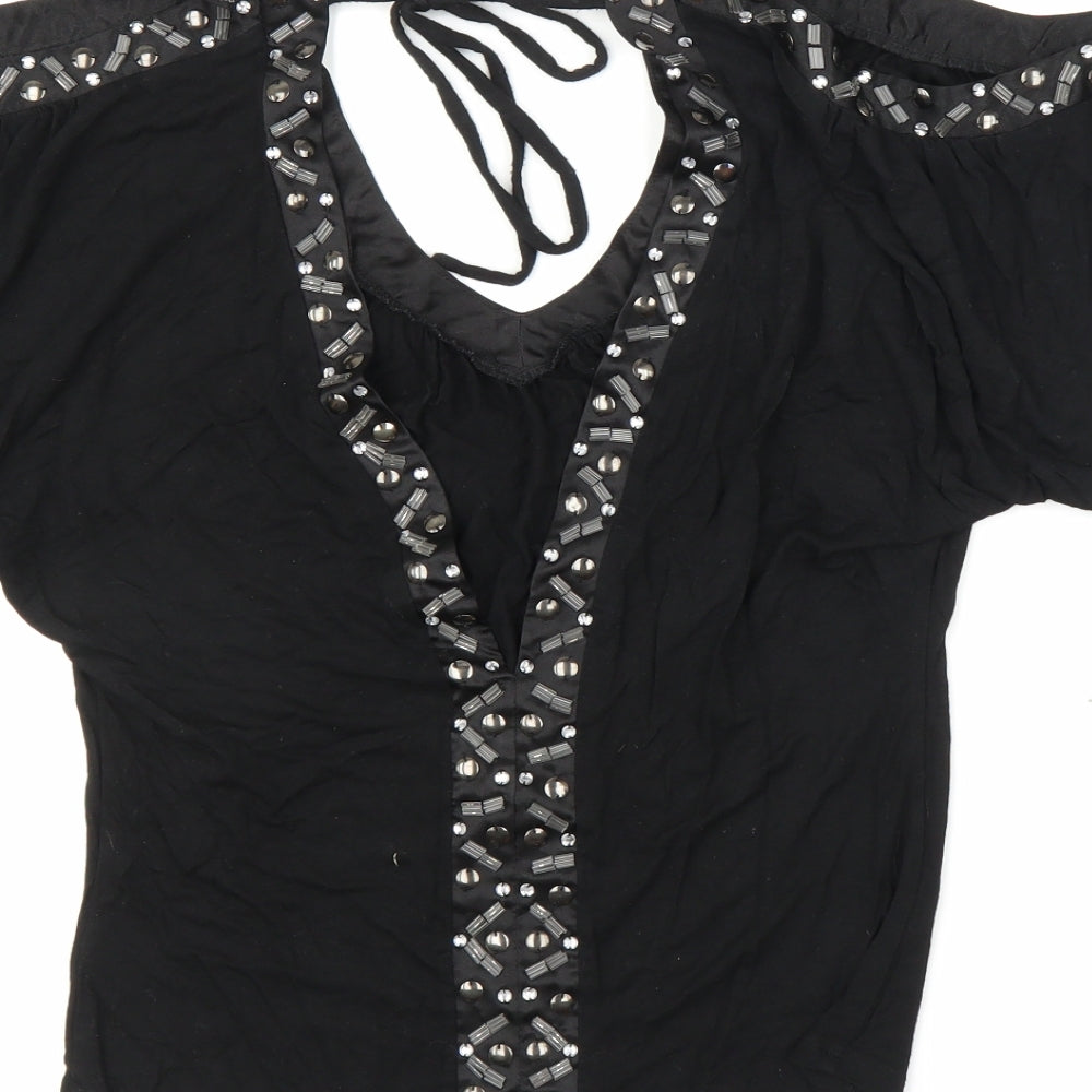 Womens UK Size 8 Lipsy London Black Basic Blouse