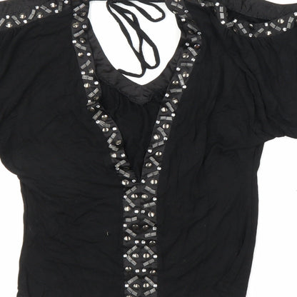 Womens UK Size 8 Lipsy London Black Basic Blouse