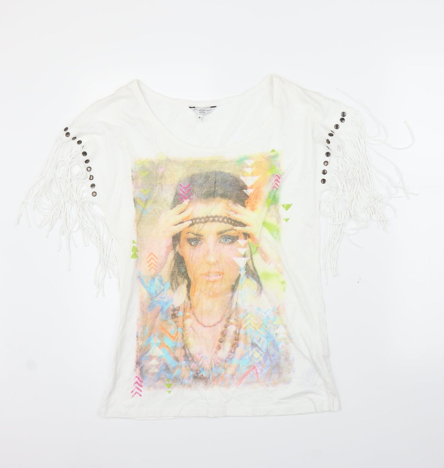 Womens UK Size 8 New Look White Basic T-Shirt
