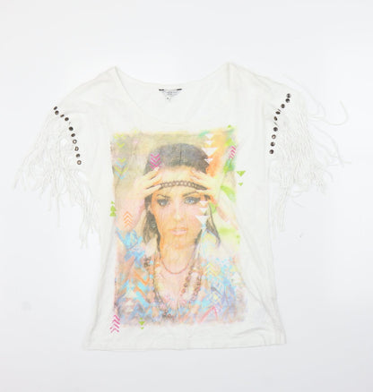 Womens UK Size 8 New Look White Basic T-Shirt