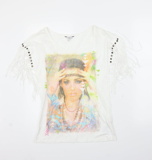 Womens UK Size 8 New Look White Basic T-Shirt