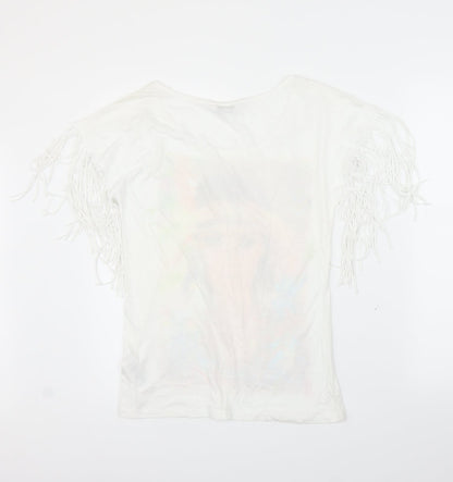 Womens UK Size 8 New Look White Basic T-Shirt