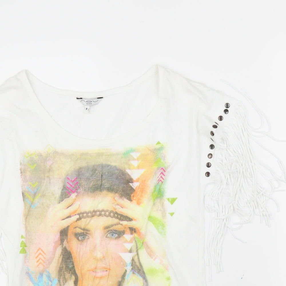 Womens UK Size 8 New Look White Basic T-Shirt