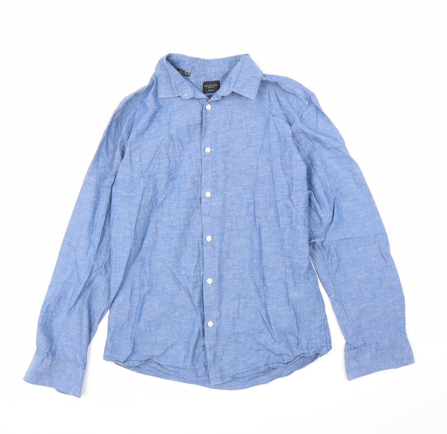 Select Homme Mens Blue    Button-Up Size 15.5